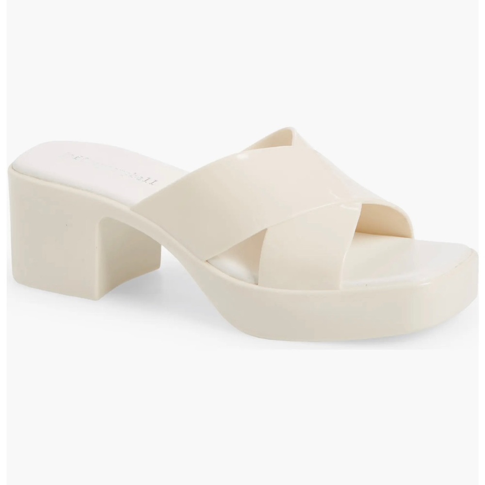 Jeffrey Campbell Bubblegum Platform Sandal in shiny cream (size 7)
